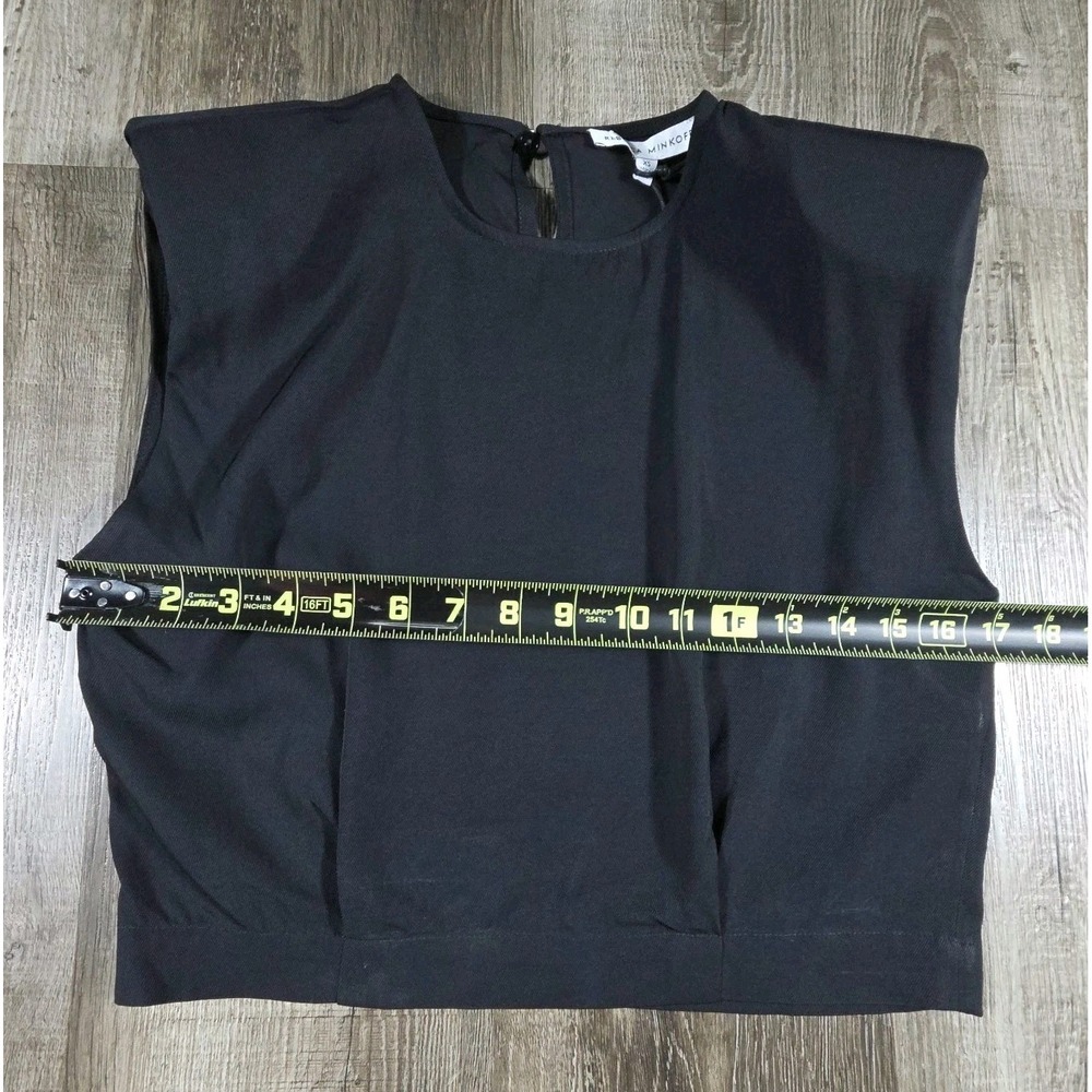Rebecca Minkoff Pippa Women's Crop Top Black Boxy Shoulder Pads 100% Viscose XS - Picture 8 of 10
